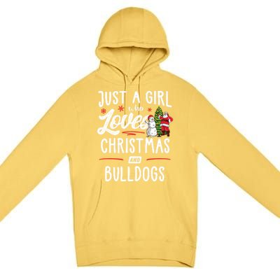 Just A Who Loves Christmas And Bulldogs Gift Funny Gift Premium Pullover Hoodie