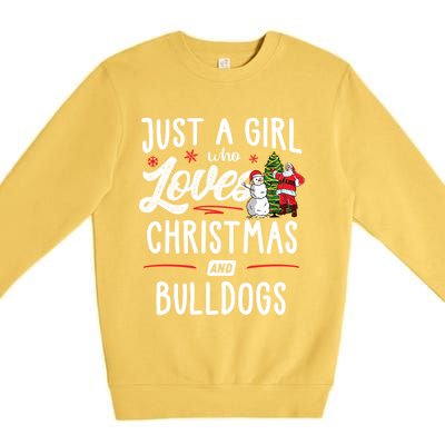 Just A Who Loves Christmas And Bulldogs Gift Funny Gift Premium Crewneck Sweatshirt