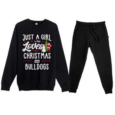 Just A Who Loves Christmas And Bulldogs Gift Funny Gift Premium Crewneck Sweatsuit Set