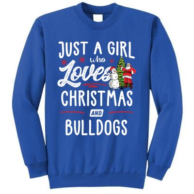 Just A Who Loves Christmas And Bulldogs Gift Funny Gift Tall Sweatshirt