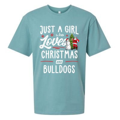 Just A Who Loves Christmas And Bulldogs Gift Funny Gift Sueded Cloud Jersey T-Shirt