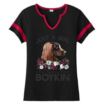 Just A Who Loves Her Kin Spaniel Gift Ladies Halftime Notch Neck Tee