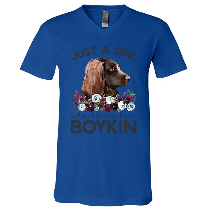 Just A Who Loves Her Kin Spaniel Gift V-Neck T-Shirt