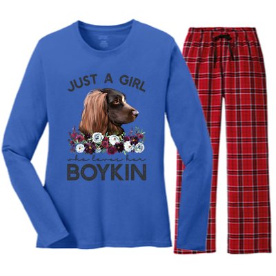 Just A Who Loves Her Kin Spaniel Gift Women's Long Sleeve Flannel Pajama Set 