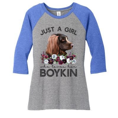 Just A Who Loves Her Kin Spaniel Gift Women's Tri-Blend 3/4-Sleeve Raglan Shirt