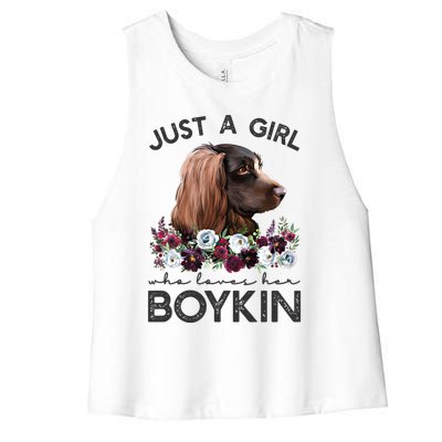 Just A Who Loves Her Kin Spaniel Gift Women's Racerback Cropped Tank