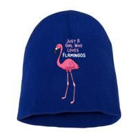 Just A Who Loves Flamingos Cute Flamingo Gift Short Acrylic Beanie