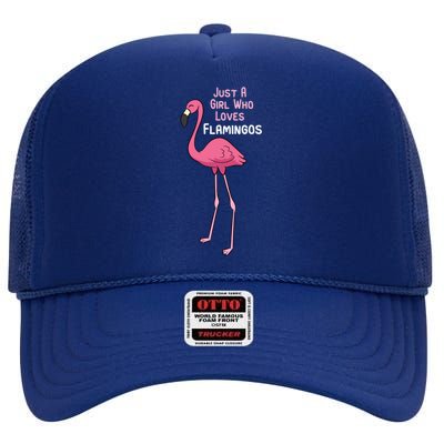 Just A Who Loves Flamingos Cute Flamingo Gift High Crown Mesh Back Trucker Hat