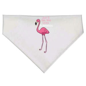 Just A Who Loves Flamingos Cute Flamingo Gift USA-Made Doggie Bandana