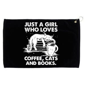 Just A Who Loves Coffee Cats And Books Funny Gift Grommeted Golf Towel