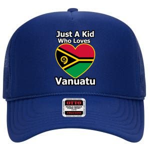 Just A Who Loves Vanuatu Gift High Crown Mesh Back Trucker Hat