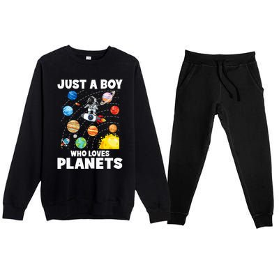 Just A Who Loves Planets Solar System Space Astronaut Premium Crewneck Sweatsuit Set