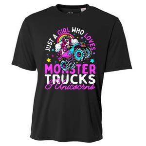 Just a  Who Loves Monster Trucks and Unicornsx Cooling Performance Crew T-Shirt