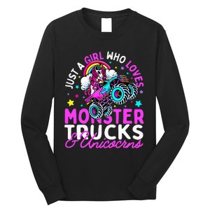 Just a  Who Loves Monster Trucks and Unicornsx Long Sleeve Shirt