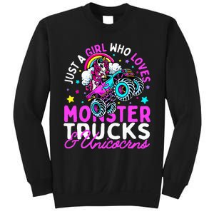 Just a  Who Loves Monster Trucks and Unicornsx Sweatshirt