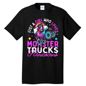 Just a  Who Loves Monster Trucks and Unicornsx Tall T-Shirt