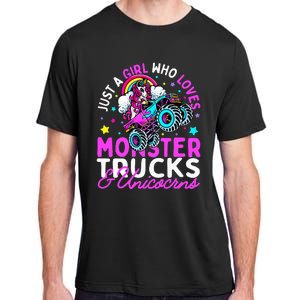 Just a  Who Loves Monster Trucks and Unicornsx Adult ChromaSoft Performance T-Shirt