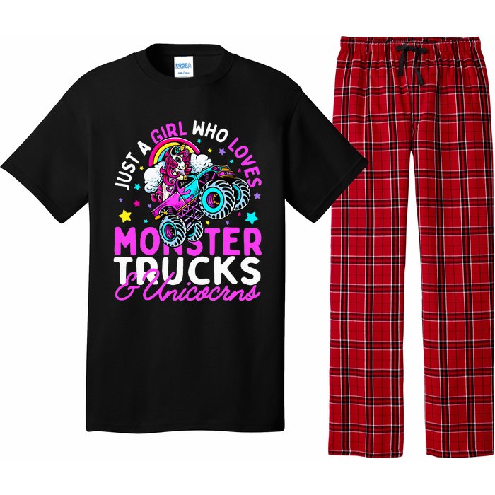 Just a  Who Loves Monster Trucks and Unicornsx Pajama Set