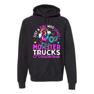 Just a  Who Loves Monster Trucks and Unicornsx Premium Hoodie