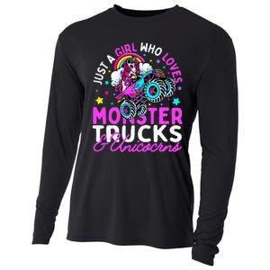 Just a  Who Loves Monster Trucks and Unicornsx Cooling Performance Long Sleeve Crew