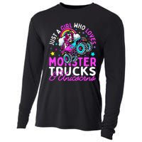 Just a  Who Loves Monster Trucks and Unicornsx Cooling Performance Long Sleeve Crew