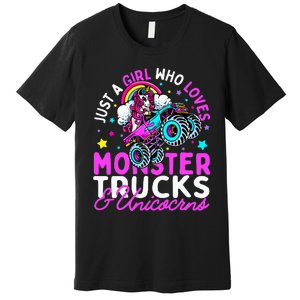 Just a  Who Loves Monster Trucks and Unicornsx Premium T-Shirt