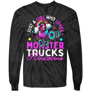 Just a  Who Loves Monster Trucks and Unicornsx Tie-Dye Long Sleeve Shirt