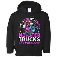 Just a  Who Loves Monster Trucks and Unicornsx Toddler Hoodie