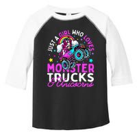 Just a  Who Loves Monster Trucks and Unicornsx Toddler Fine Jersey T-Shirt