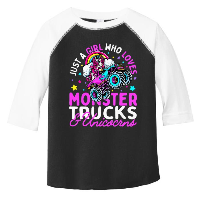 Just a  Who Loves Monster Trucks and Unicornsx Toddler Fine Jersey T-Shirt