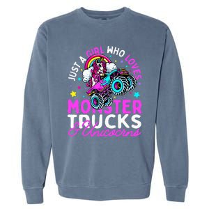 Just a  Who Loves Monster Trucks and Unicornsx Garment-Dyed Sweatshirt