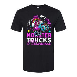 Just a  Who Loves Monster Trucks and Unicornsx Softstyle CVC T-Shirt