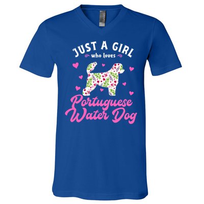 Just A Who Loves Portuguese Water Dog Gift V-Neck T-Shirt