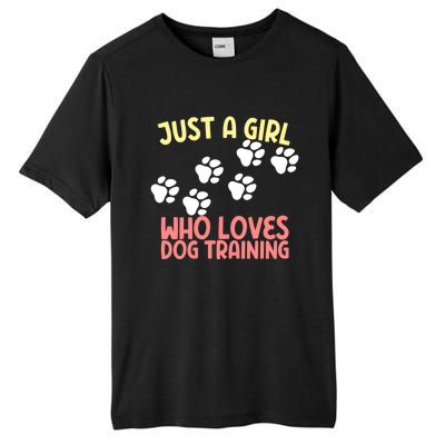 Just A Who Loves Dog Training Dog Trainer Gift Tall Fusion ChromaSoft Performance T-Shirt