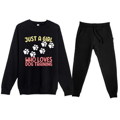 Just A Who Loves Dog Training Dog Trainer Gift Premium Crewneck Sweatsuit Set