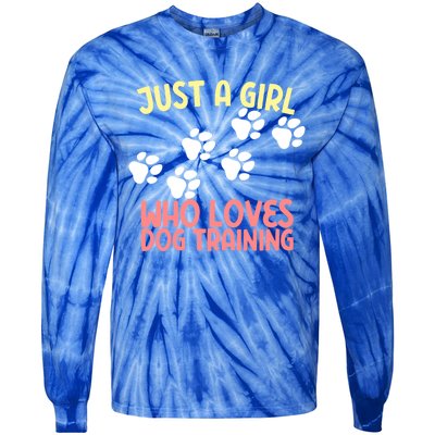 Just A Who Loves Dog Training Dog Trainer Gift Tie-Dye Long Sleeve Shirt