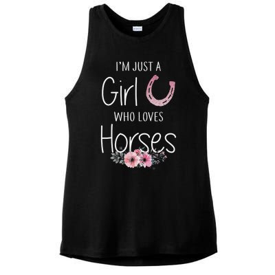 Just A  Who Loves Horses Horse Lover Cute Ladies PosiCharge Tri-Blend Wicking Tank