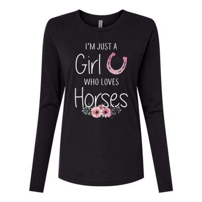 Just A  Who Loves Horses Horse Lover Cute Womens Cotton Relaxed Long Sleeve T-Shirt