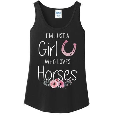 Just A  Who Loves Horses Horse Lover Cute Ladies Essential Tank