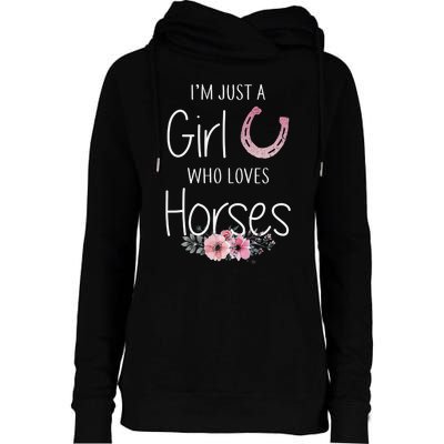 Just A  Who Loves Horses Horse Lover Cute Womens Funnel Neck Pullover Hood