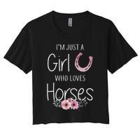 Just A  Who Loves Horses Horse Lover Cute Women's Crop Top Tee