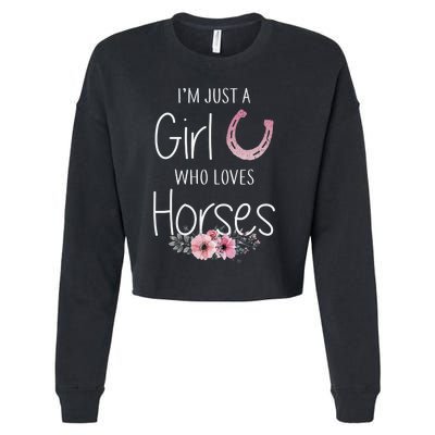 Just A  Who Loves Horses Horse Lover Cute Cropped Pullover Crew