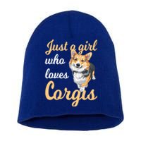 Just A Who Loves Corgis Corgi Dog Corgi Lover Gift Short Acrylic Beanie