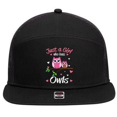 Just A  Who Loves Owls 7 Panel Mesh Trucker Snapback Hat