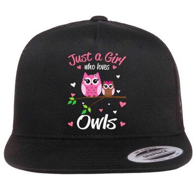 Just A  Who Loves Owls Flat Bill Trucker Hat