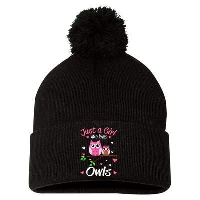 Just A  Who Loves Owls Pom Pom 12in Knit Beanie