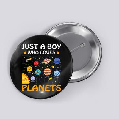 Just A  Who Loves Planets & Solar System Space Science Button