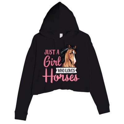 Just A Who Loves Horses Cute Horseback Riding Lesson Gift Crop Fleece Hoodie