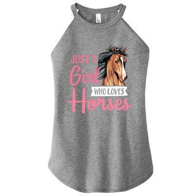 Just A Who Loves Horses Cute Horseback Riding Lesson Gift Women’s Perfect Tri Rocker Tank