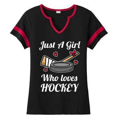 Just A Who Loves Hockey Ice Hockey Jersey Gift Ladies Halftime Notch Neck Tee